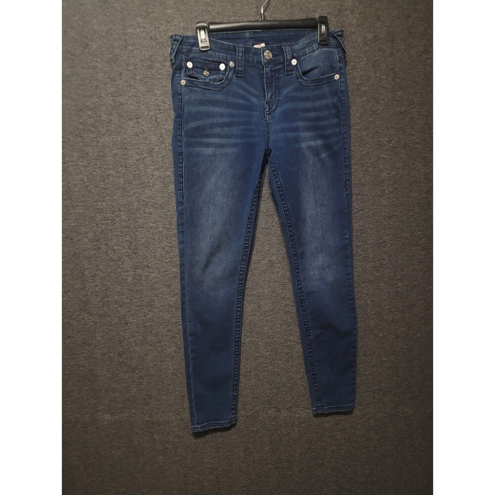 True Religion size 31 denim jeans Rib cage tapered pocket super skinny fray
